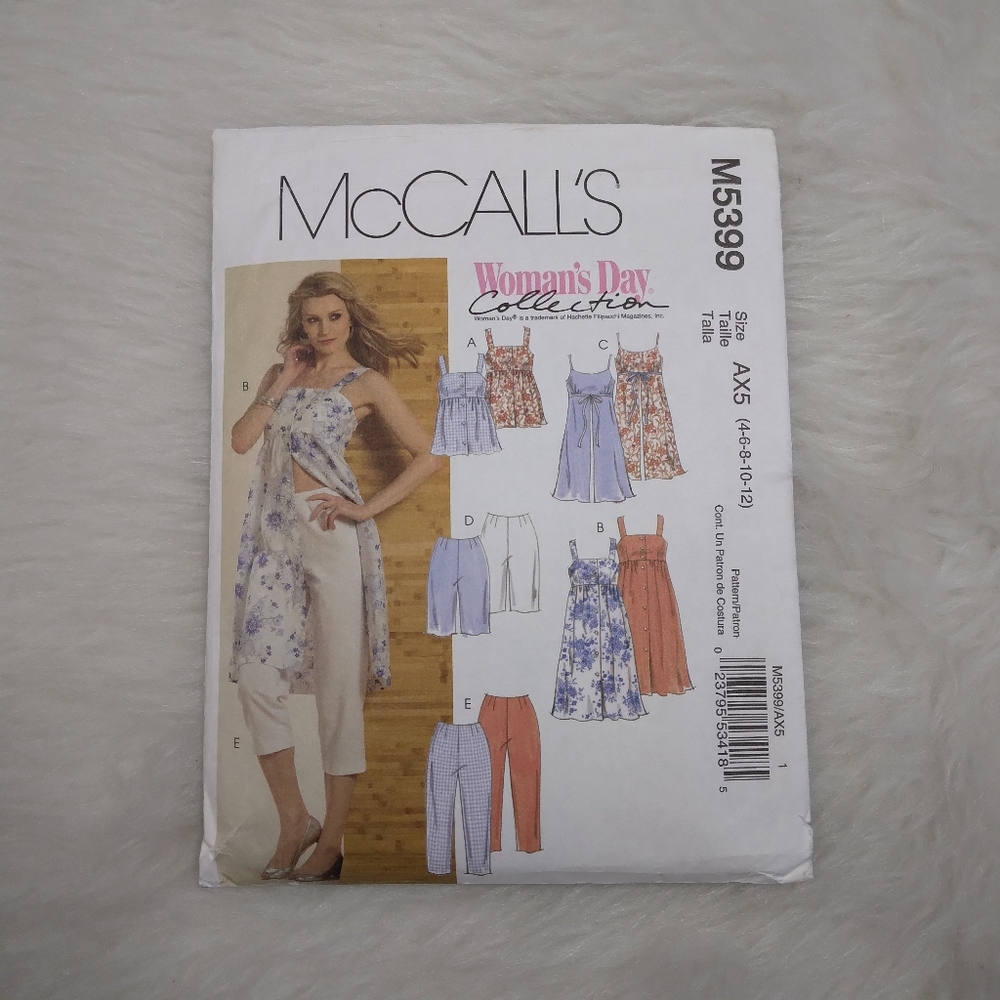 MCCALL'S M5399 Sz 4-12 Woman's Day Collection Tops, Tunics, Shorts, Capri Pants